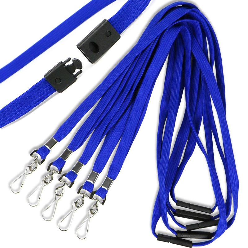 Ollain Safety Breakaway Lanyard with J-Hook Flat Lanyards for ID Badges Cruise Lanyard Bulk Preimum Lanyards for Women/Men Business Card NameTag Holder Lanyards Employee Students (Blue, Breakaway 50 Pack) - Image 1
